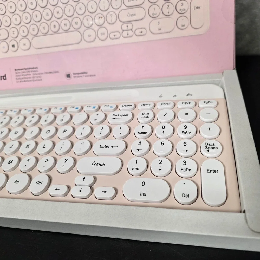TechRebellion Wireless Desktop Keyboard Retro Round Key Student Tech Open Box